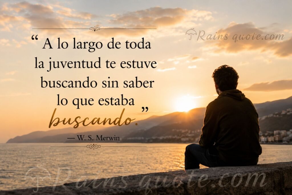 “A lo largo de toda la juventud te estuve buscando sin saber lo que estaba buscando.”