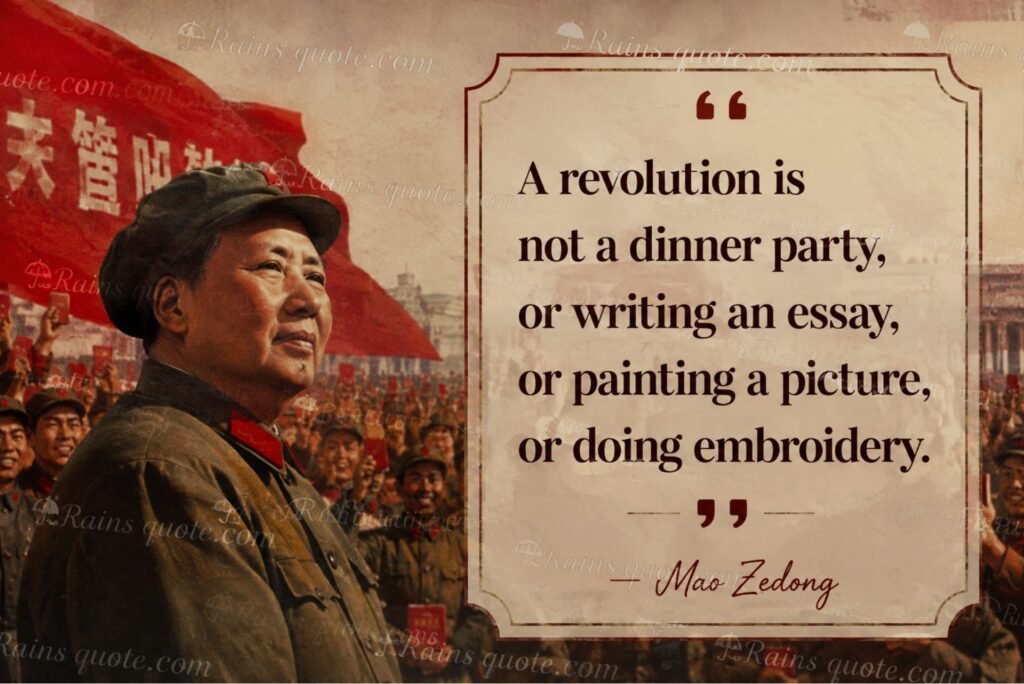 “A revolution is not a dinner party, or writing an essay, or painting a picture, or doing embroidery.”