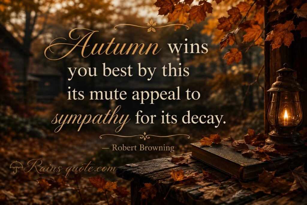 “Autumn wins you best by this its mute appeal to sympathy for its decay.”