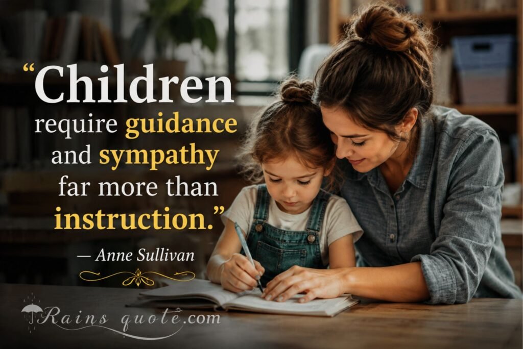  “Children require guidance and sympathy far more than instruction.”