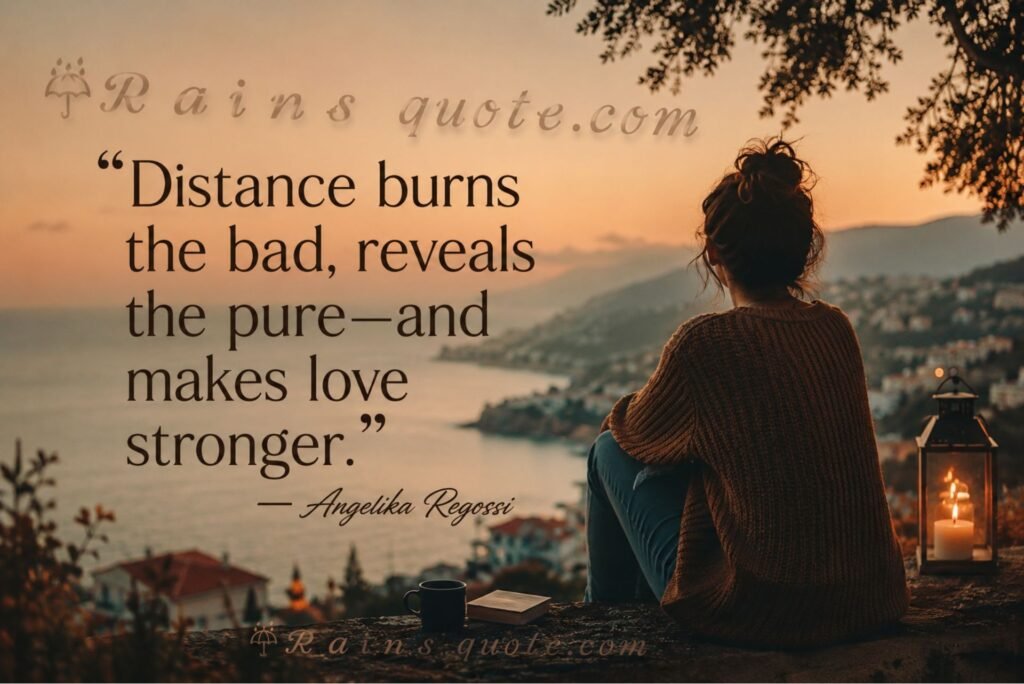  “Distance burns the bad, reveals the pure—and makes love stronger.”