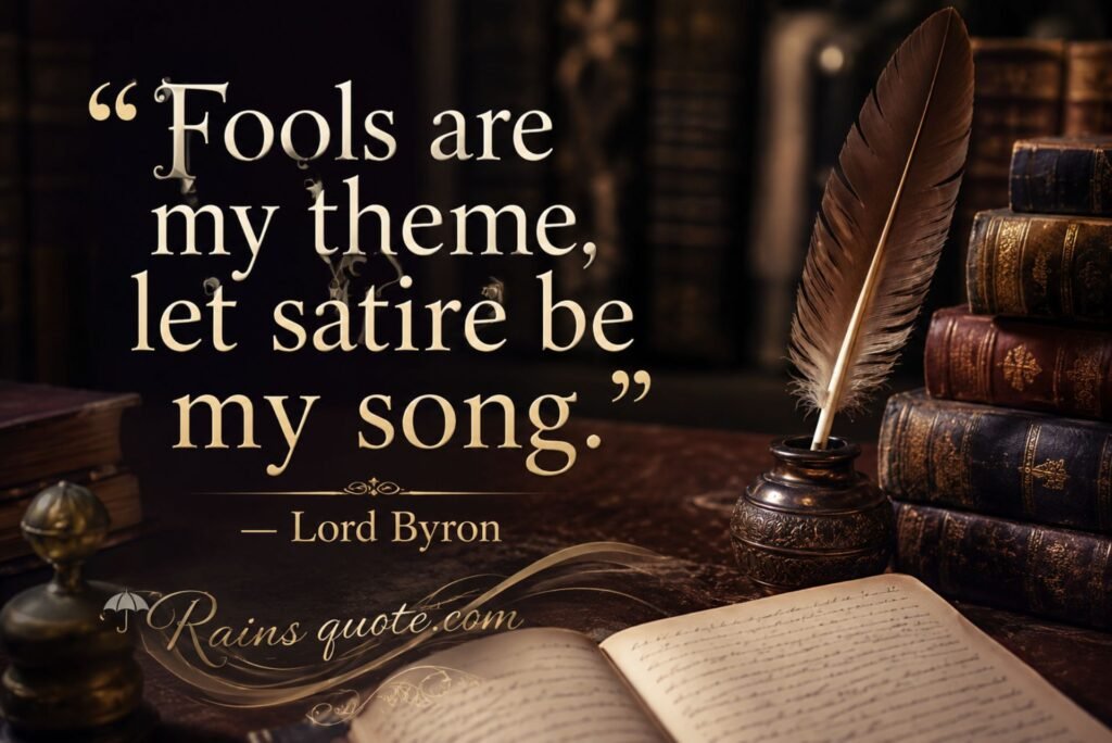 “Fools are my theme, let satire be my song.”