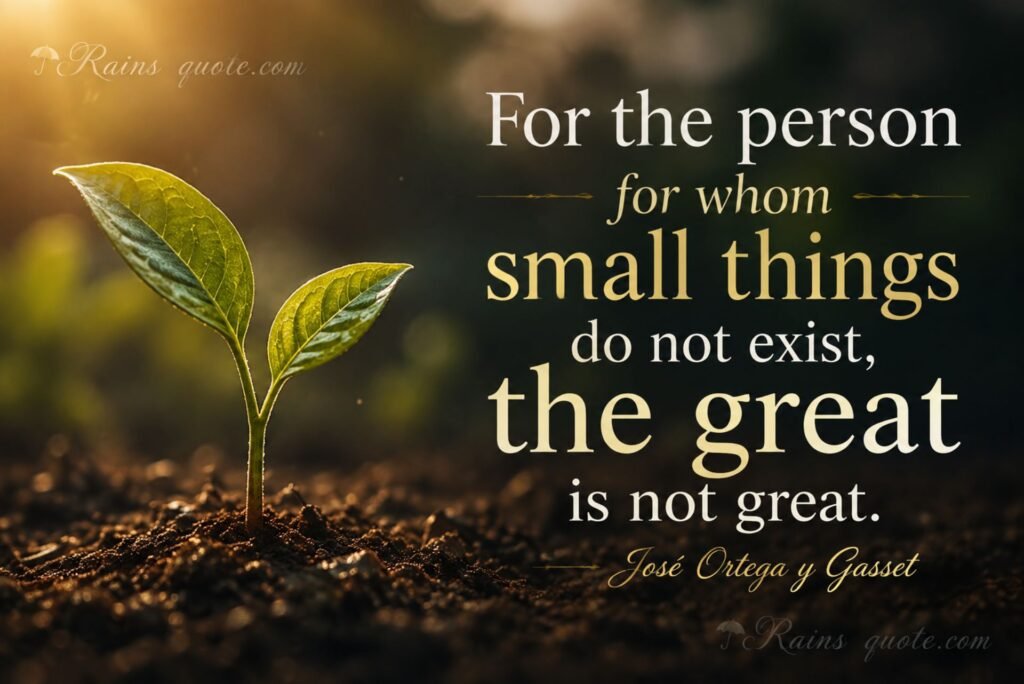 For the person for whom small things do not exist, the great is not great.”