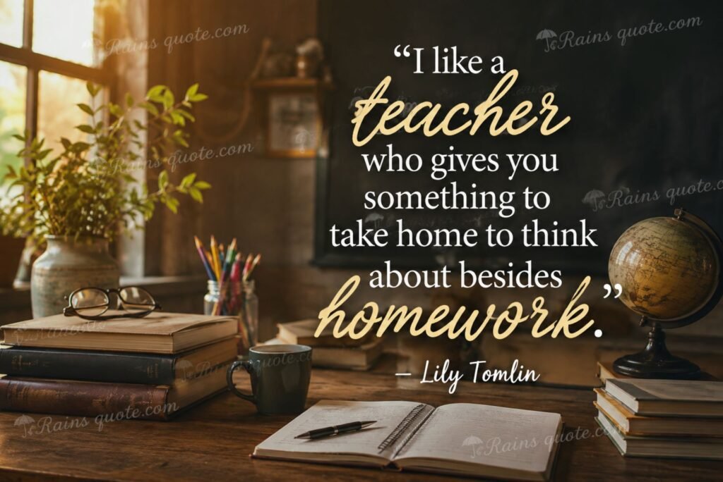 “I like a teacher who gives you something to take home to think about besides homework.”