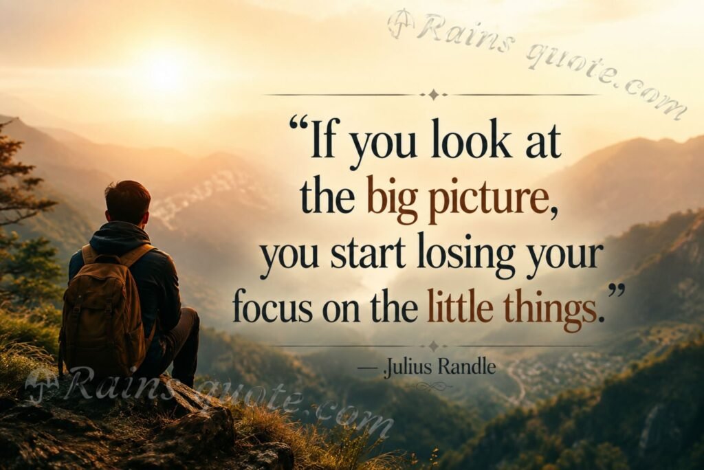 “If you look at the big picture, you start losing your focus on the little things.”