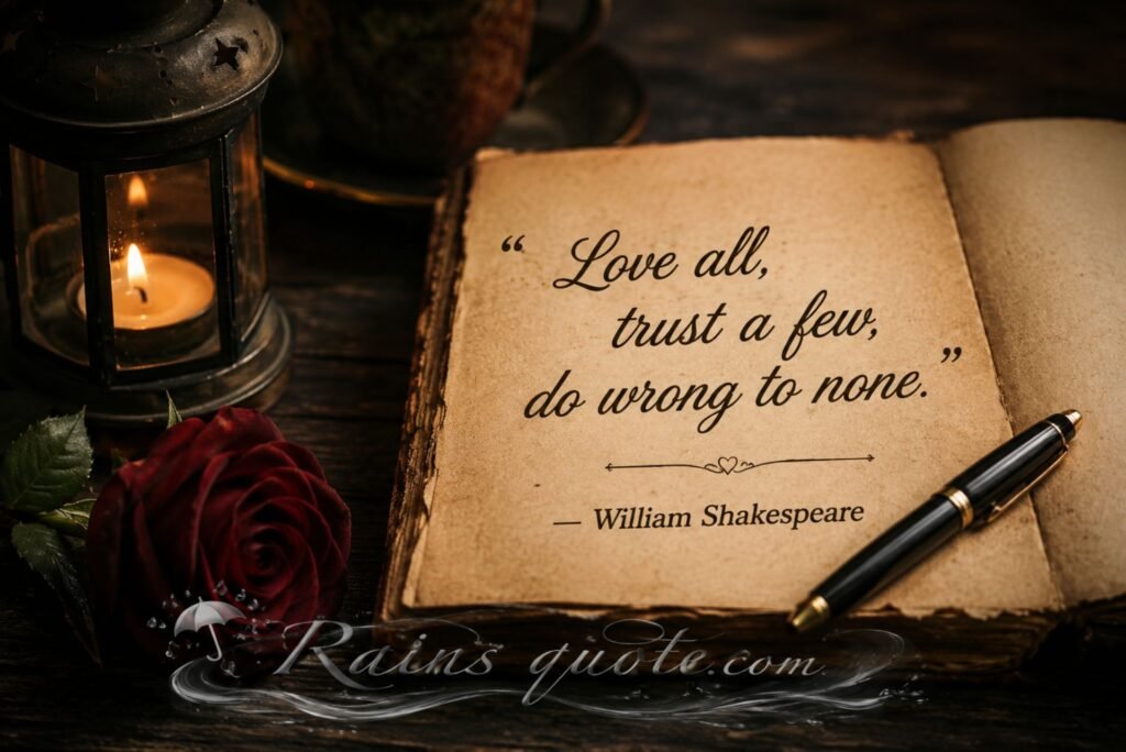 “Love all, trust a few, do wrong to none.” 