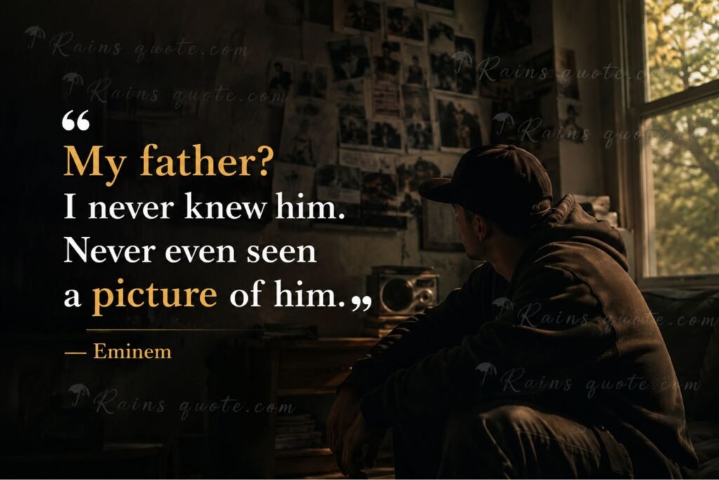 “My father? I never knew him. Never even seen a picture of him.”