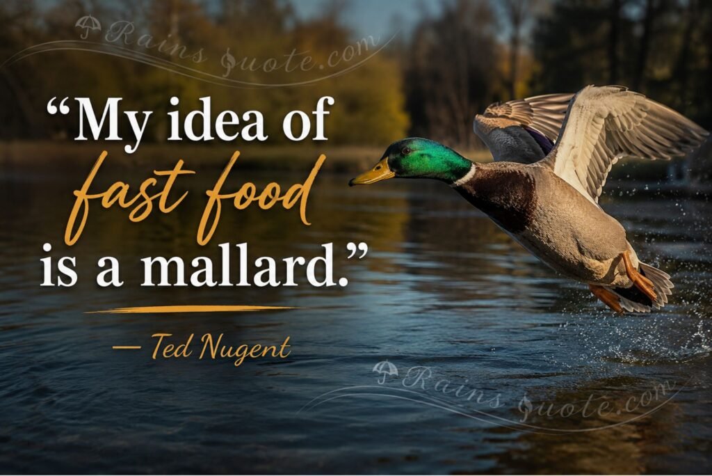 “My idea of fast food is a mallard.”