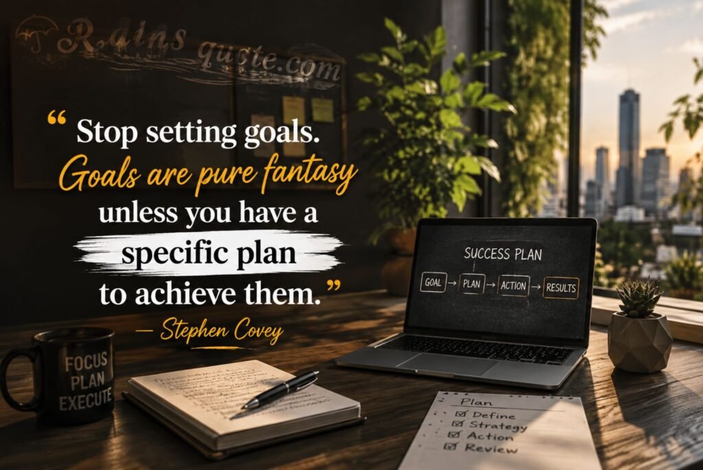 “Stop setting goals. Goals are pure fantasy unless you have a specific plan to achieve them.”