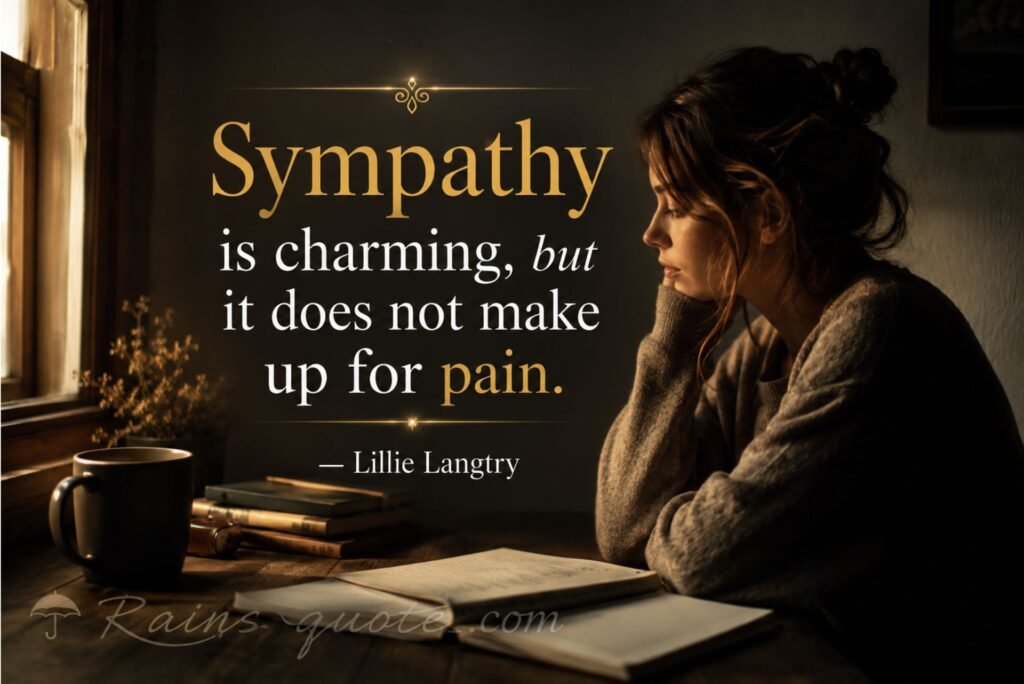 “Sympathy is charming, but it does not make up for pain.”