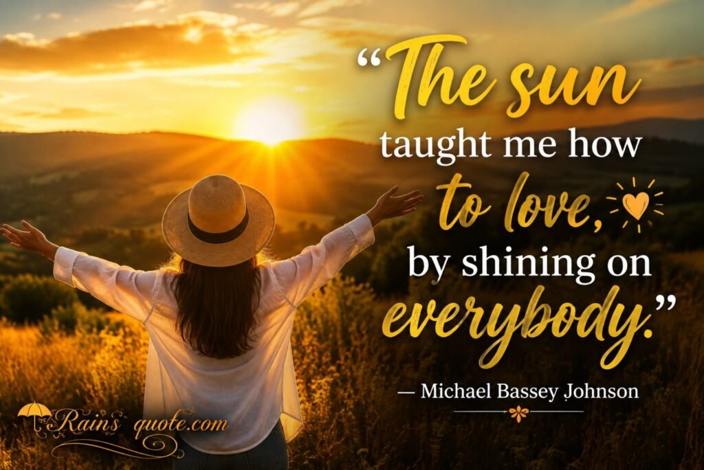 “The sun taught me how to love, by shining on everybody.”