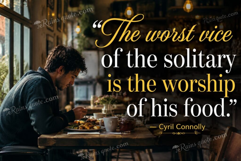 “The worst vice of the solitary is the worship of his food.”