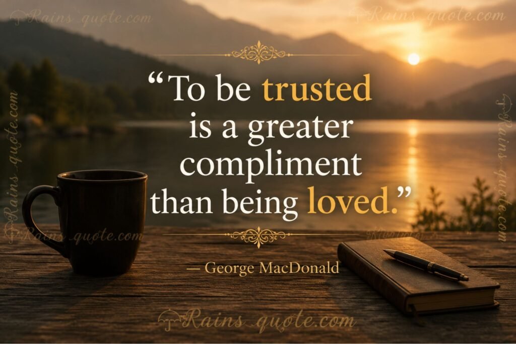 “To be trusted is a greater compliment than being loved.”