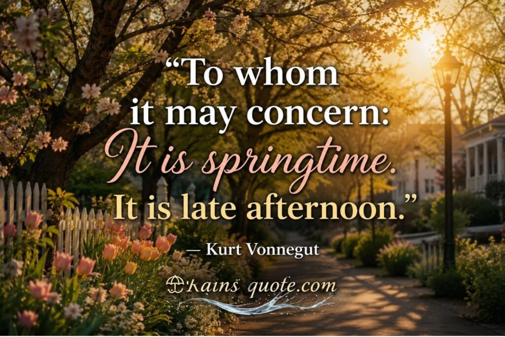 “To whom it may concern: It is springtime. It is late afternoon.”