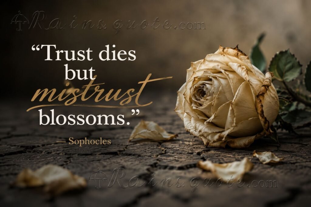 “Trust dies but mistrust blossoms.” 