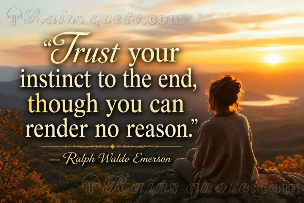  “Trust your instinct to the end, though you can render no reason.” 