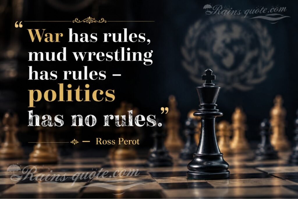 “War has rules, mud wrestling has rules - politics has no rules.”