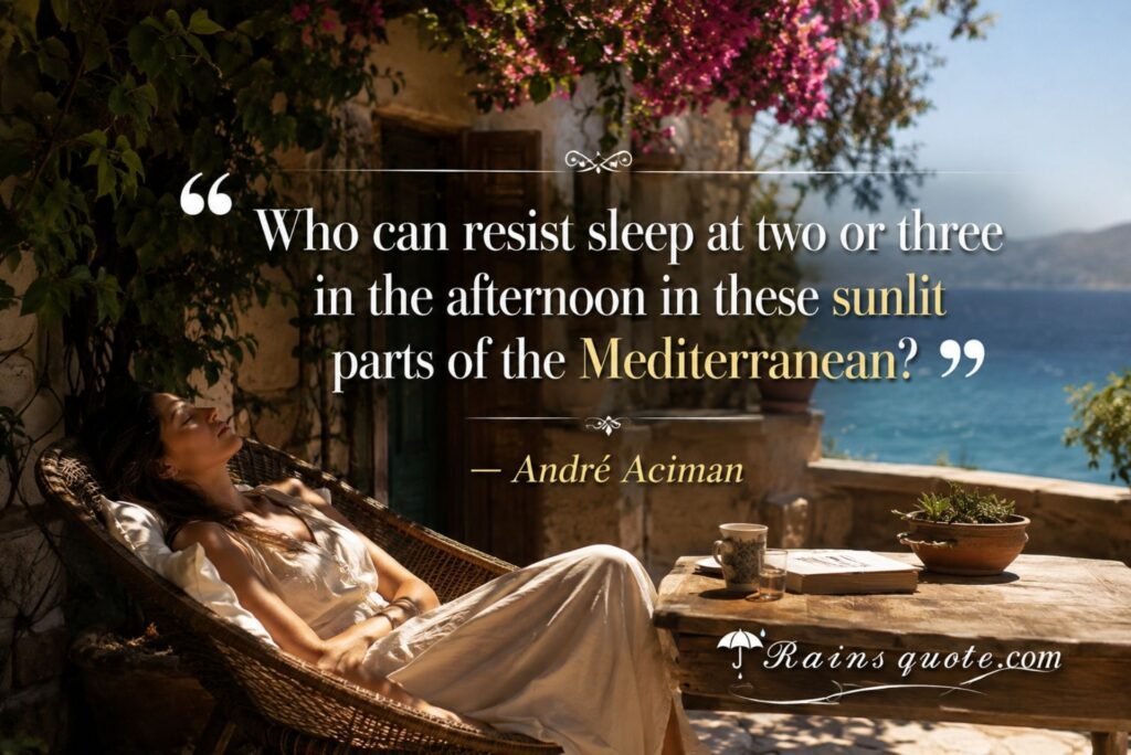 “Who can resist sleep at two or three in the afternoon in these sunlit parts of the Mediterranean?”