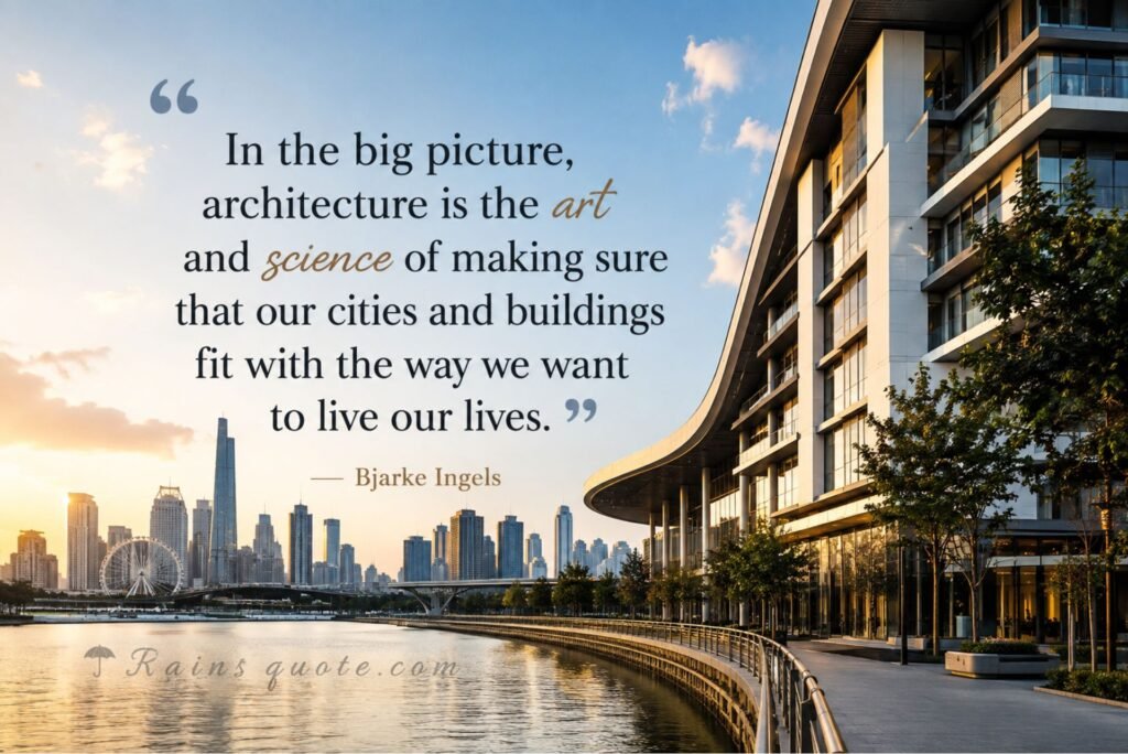 “In the big picture, architecture is the art and science of making sure that our cities and buildings fit with the way we want to live our lives.”