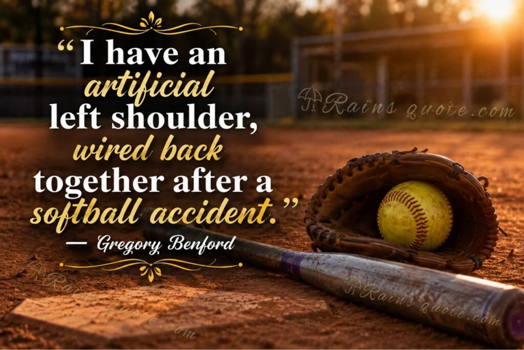 “I have an artificial left shoulder, wired back together after a softball accident.”