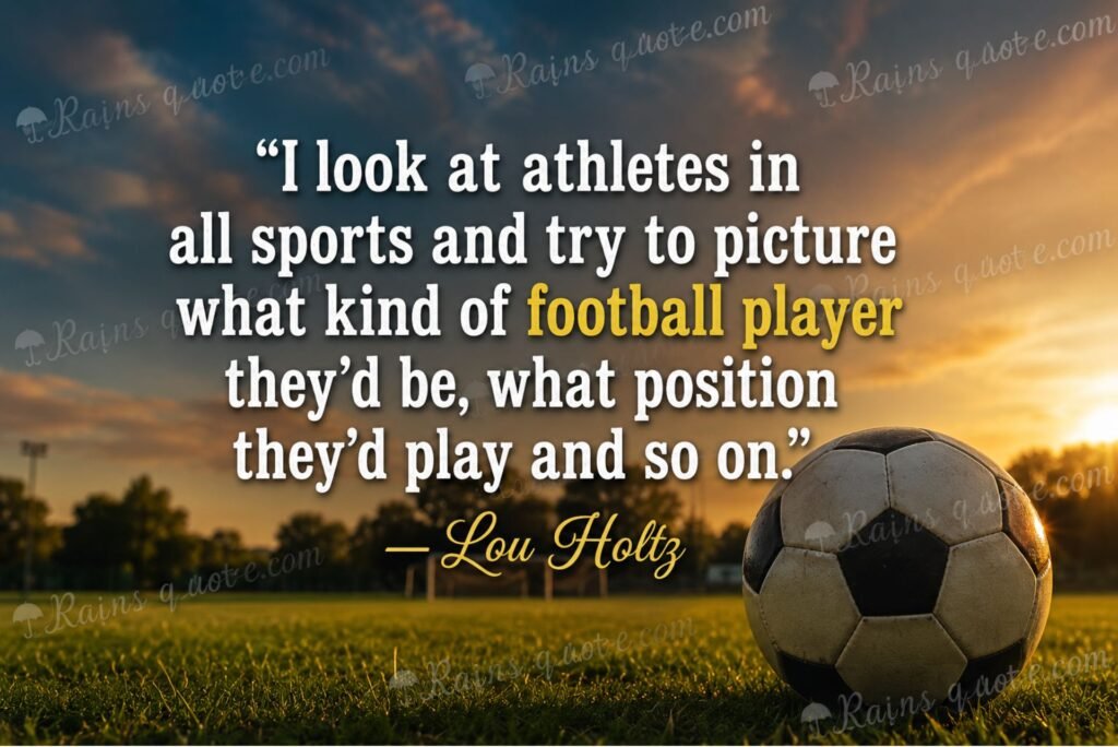 “I look at athletes in all sports and try to picture what kind of football player they'd be, what position they'd play and so on.”