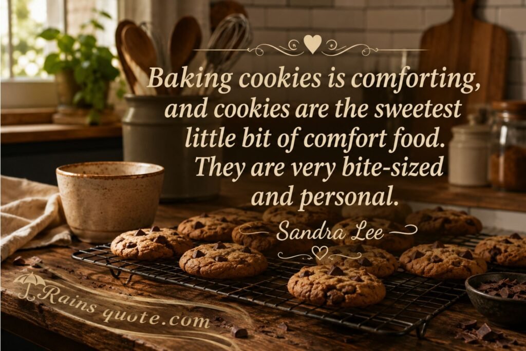 “Baking cookies is comforting, and cookies are the sweetest little bit of comfort food. They are very bite-sized and personal.”
