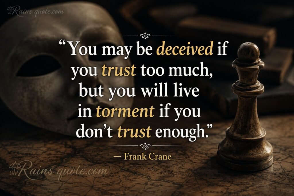 “You may be deceived if you trust too much, but you will live in torment if you don't trust enough.” 