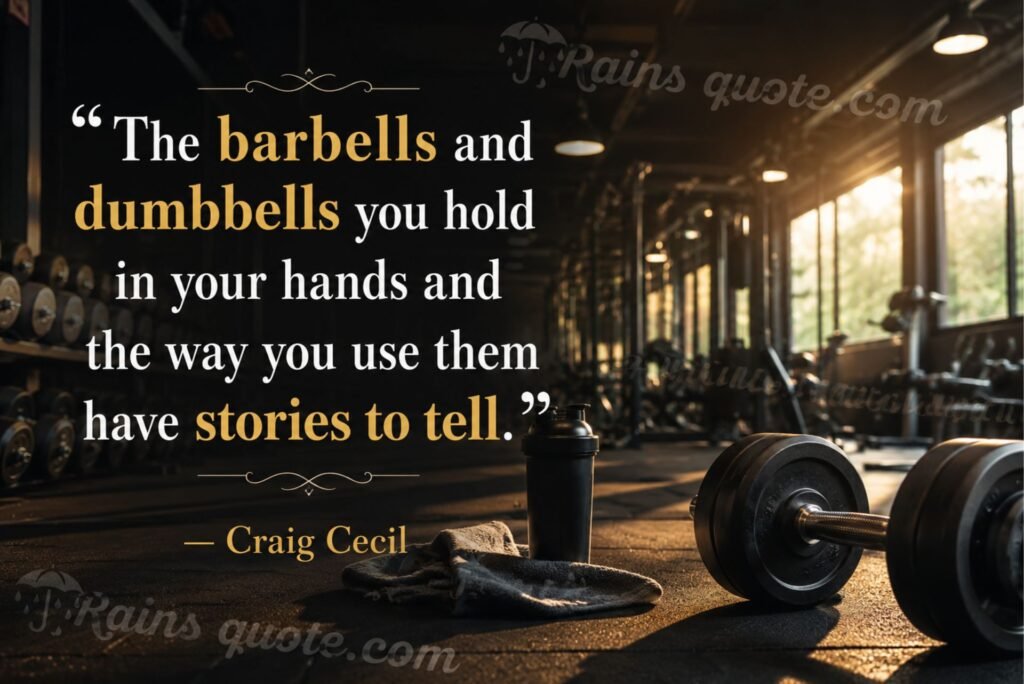 “The barbells and dumbbells you hold in your hands and the way you use them have stories to tell.”
