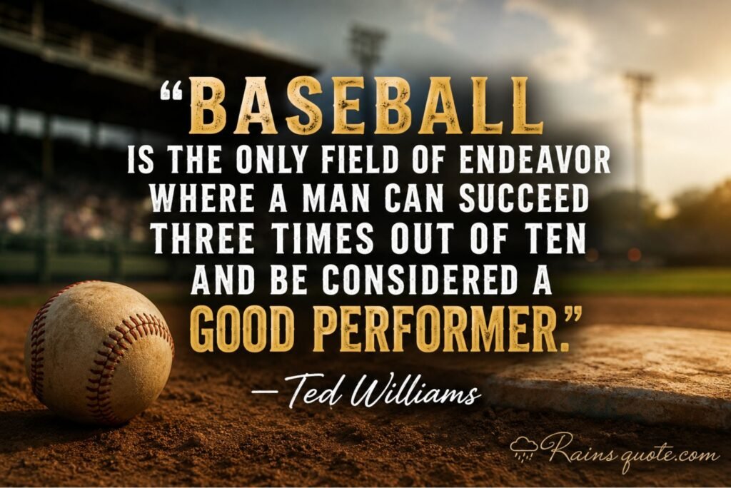 “Baseball is the only field of endeavor where a man can succeed three times out of ten and be considered a good performer.” 