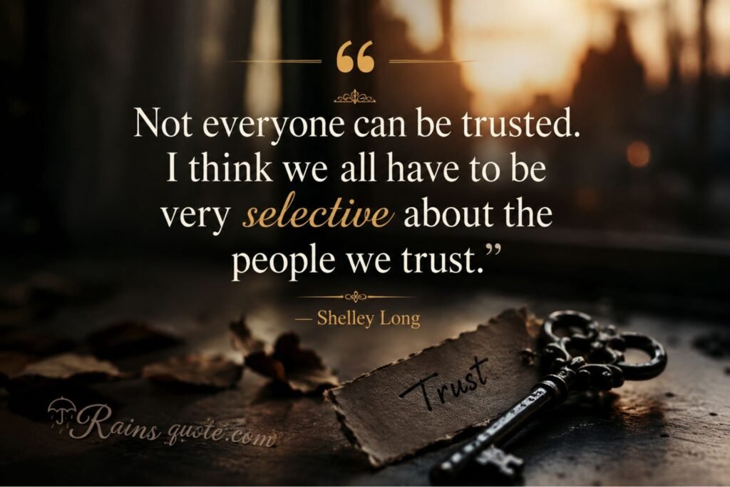 “Not everyone can be trusted. I think we all have to be very selective about the people we trust.”