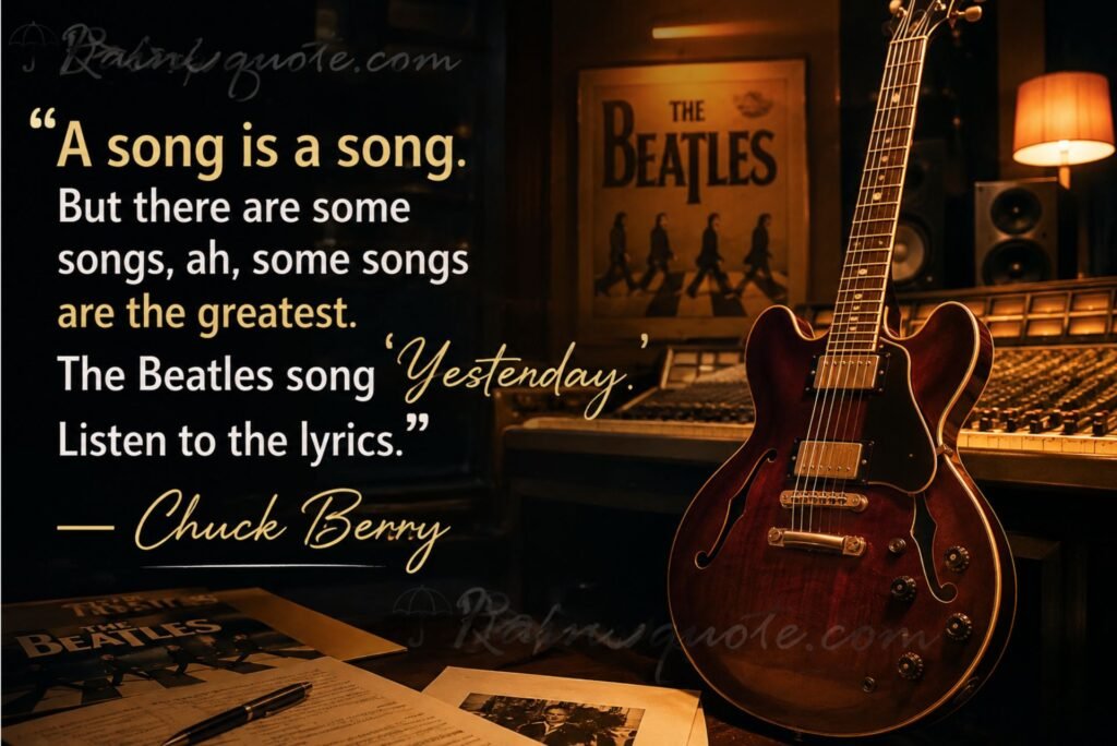  “A song is a song. But there are some songs, ah, some songs are the greatest. The Beatles song 'Yesterday.' Listen to the lyrics.”