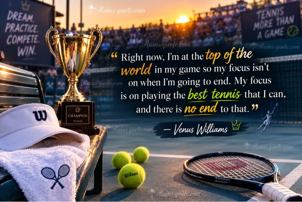 “Right now, I'm at the top of the world in my game so my focus isn't on when I'm going to end. My focus is on playing the best tennis that I can, and there is no end to that.”