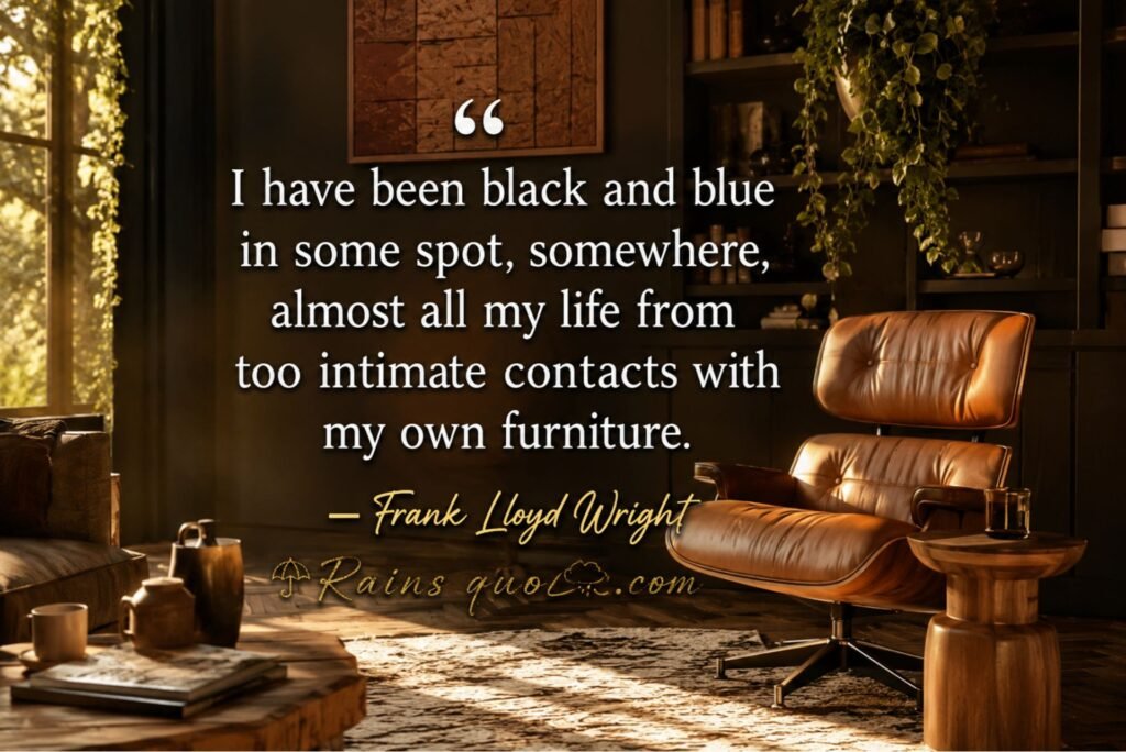 “I have been black and blue in some spot, somewhere, almost all my life from too intimate contacts with my own furniture.”