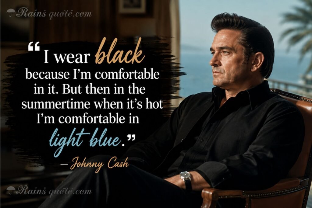 “I wear black because I'm comfortable in it. But then in the summertime when it's hot I'm comfortable in light blue.”