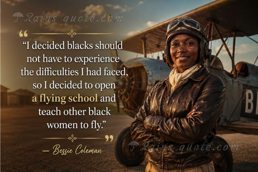 “I decided blacks should not have to experience the difficulties I had faced, so I decided to open a flying school and teach other black women to fly.”