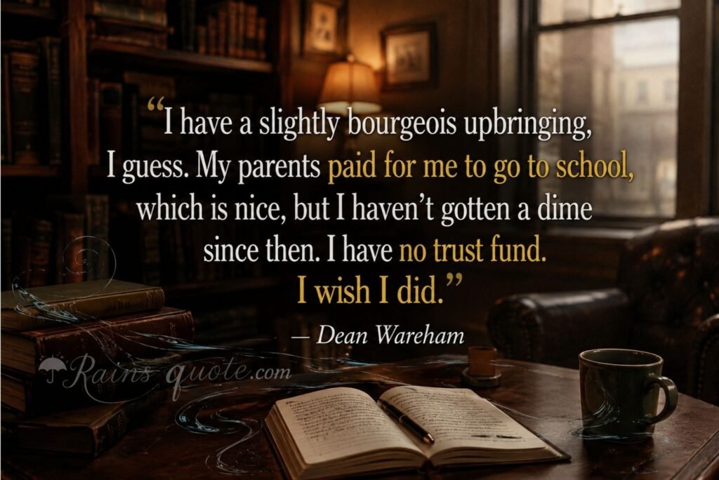 “I have a slightly bourgeois upbringing, I guess. My parents paid for me to go to school, which is nice, but I haven't gotten a dime since then. I have no trust fund. I wish I did.”
