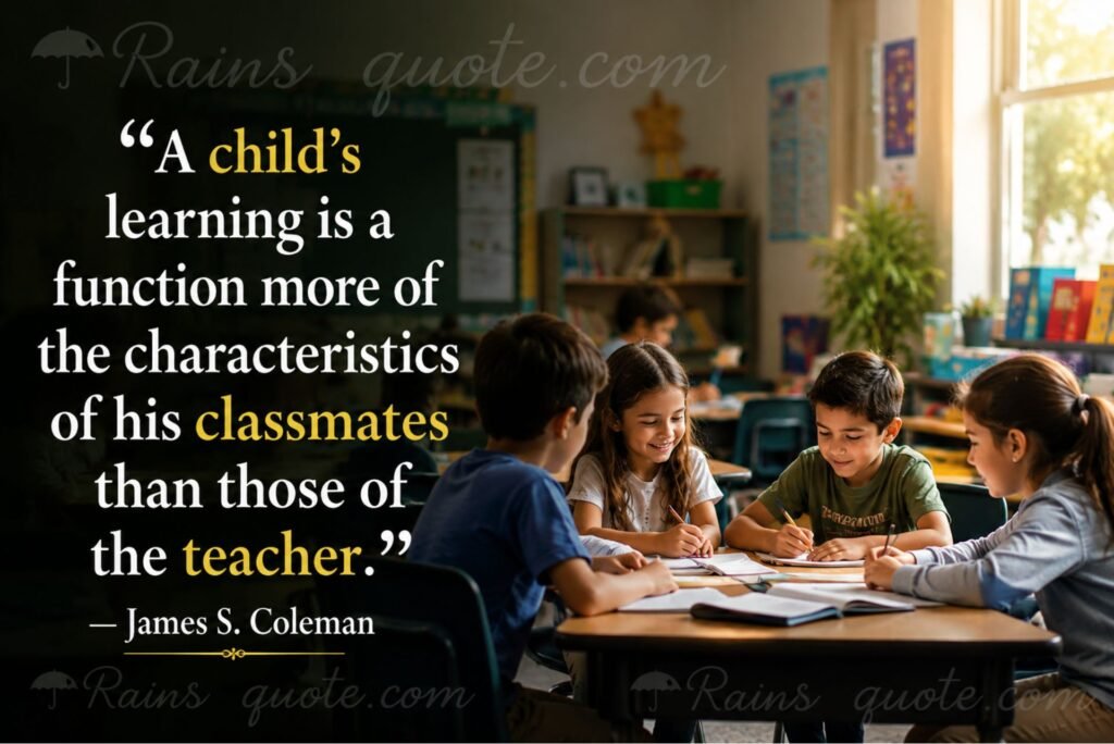 “A child's learning is a function more of the characteristics of his classmates than those of the teacher.”