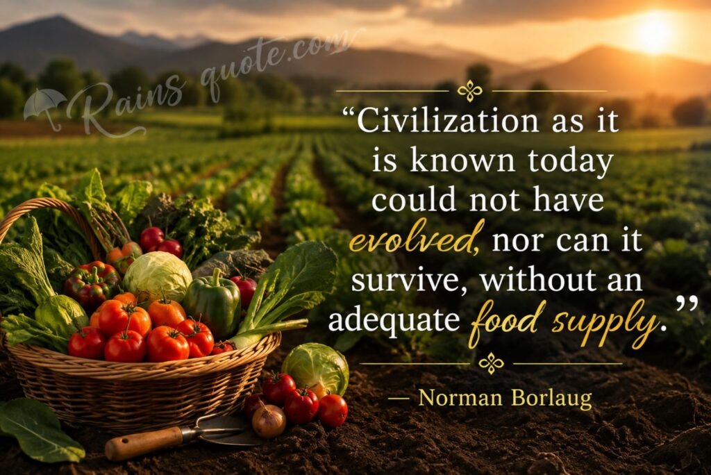“Civilization as it is known today could not have evolved, nor can it survive, without an adequate food supply.”