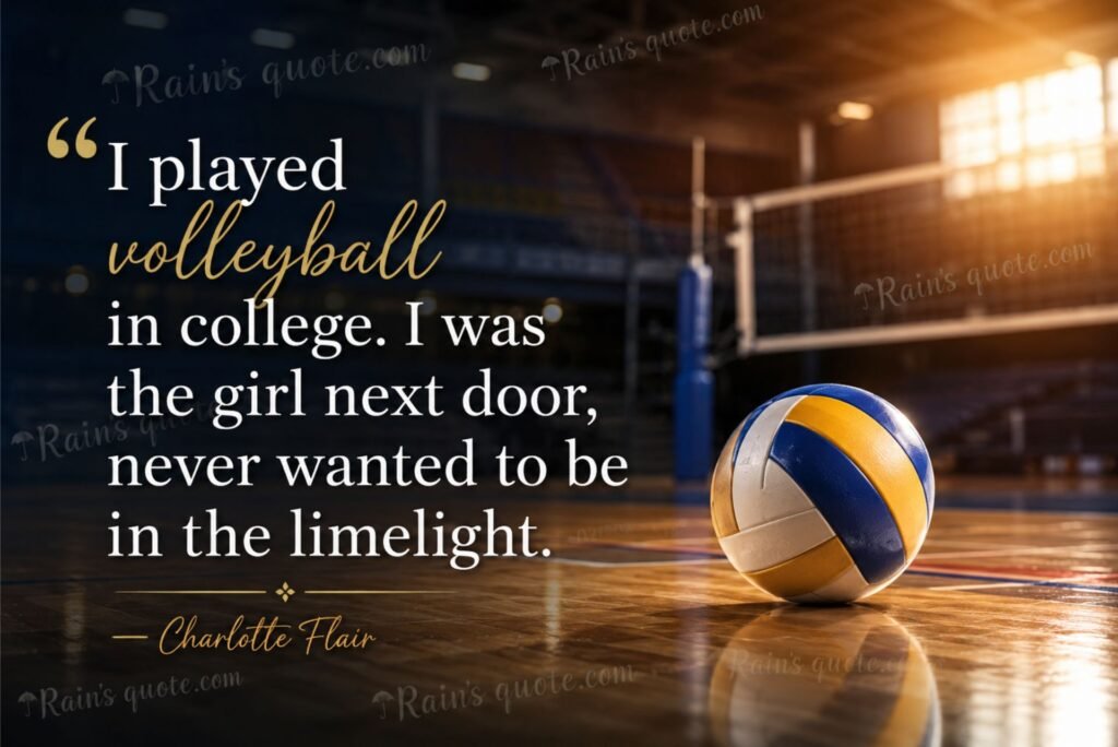 “I played volleyball in college. I was the girl next door, never wanted to be in the limelight.”