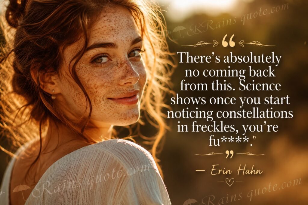 “There's absolutely no coming back from this. Science shows once you start noticing constellations in freckles, you're fu****.”