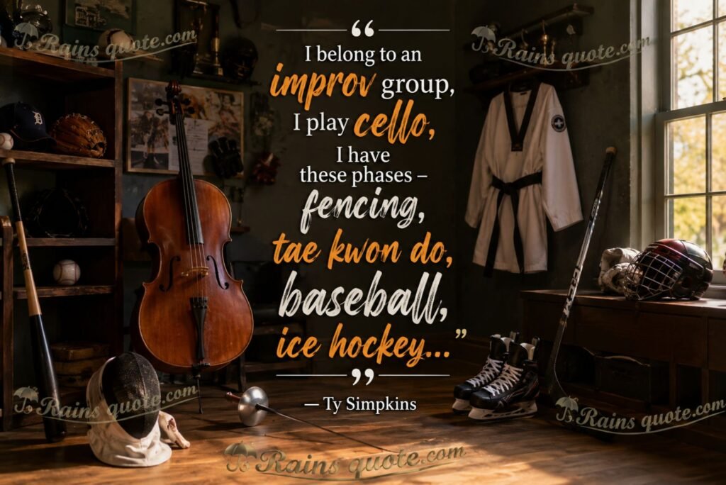 “I belong to an improv group, I play cello, I have these phases - fencing, tae kwon do, baseball, ice hockey...” 