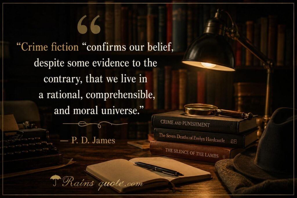 “Crime fiction "confirms our belief, despite some evidence to the contrary, that we live in a rational, comprehensible, and moral universe.”