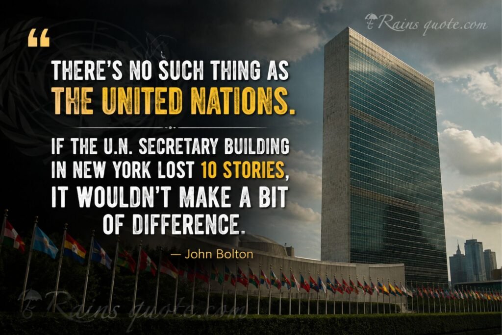“There's no such thing as the United Nations. If the U.N. secretary building in New York lost 10 stories, it wouldn't make a bit of difference.”