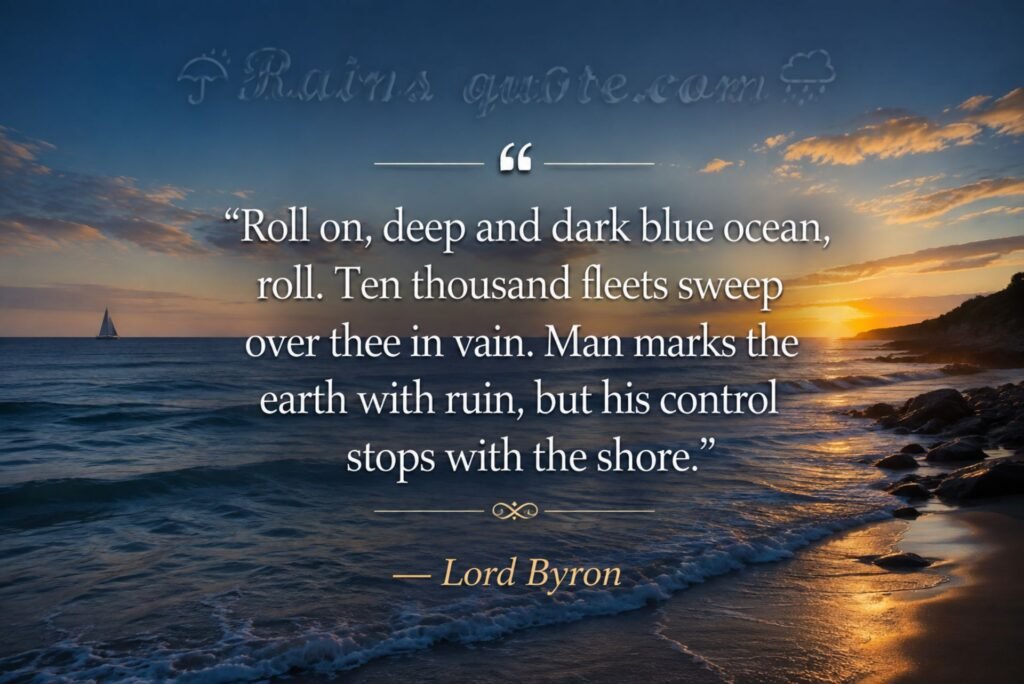 “Roll on, deep and dark blue ocean, roll. Ten thousand fleets sweep over thee in vain. Man marks the earth with ruin, but his control stops with the shore.”