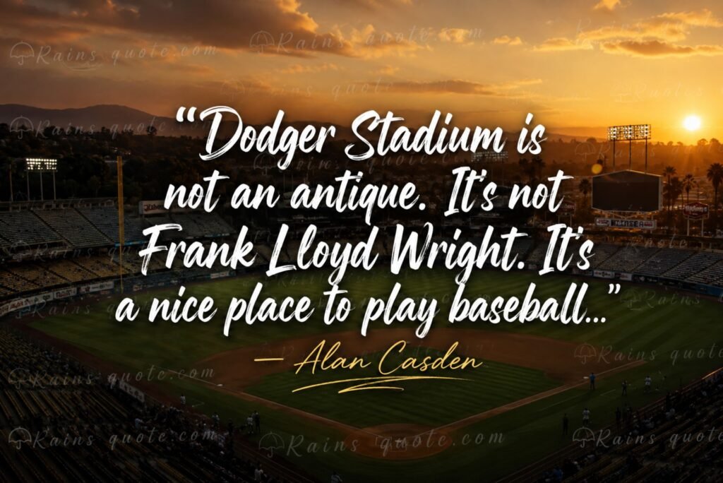 “Dodger Stadium is not an antique. It's not Frank Lloyd Wright. It's a nice place to play baseball...” 