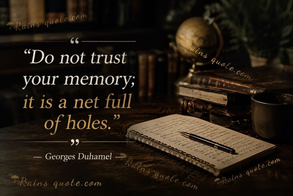 “Do not trust your memory; it is a net full of holes.”