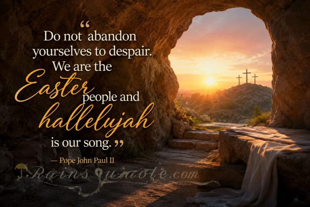 “Do not abandon yourselves to despair. We are the Easter people and hallelujah is our song.”