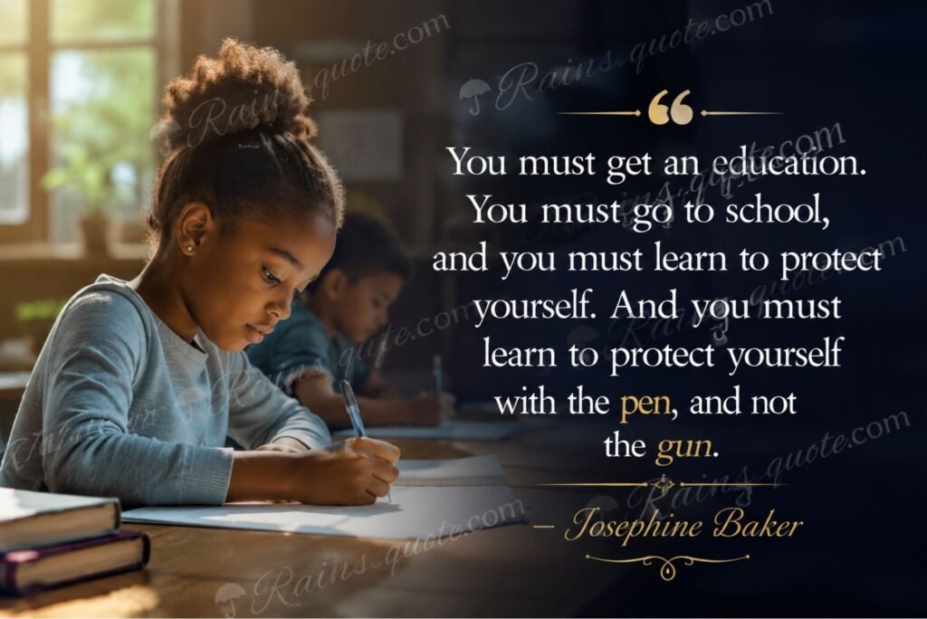 “You must get an education. You must go to school, and you must learn to protect yourself. And you must learn to protect yourself with the pen, and not the gun.”