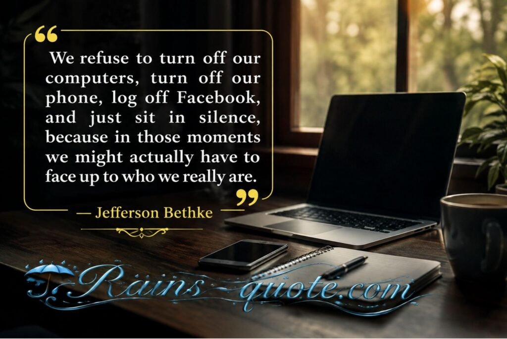 “We refuse to turn off our computers, turn off our phone, log off Facebook, and just sit in silence, because in those moments we might actually have to face up to who we really are.”