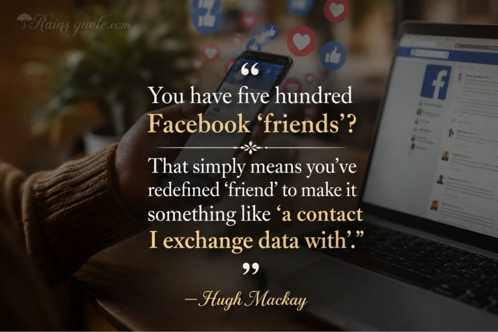 “You have five hundred Facebook 'friends'? That simply means you've redefined 'friend' to make it something like 'a contact I exchange data with'.”